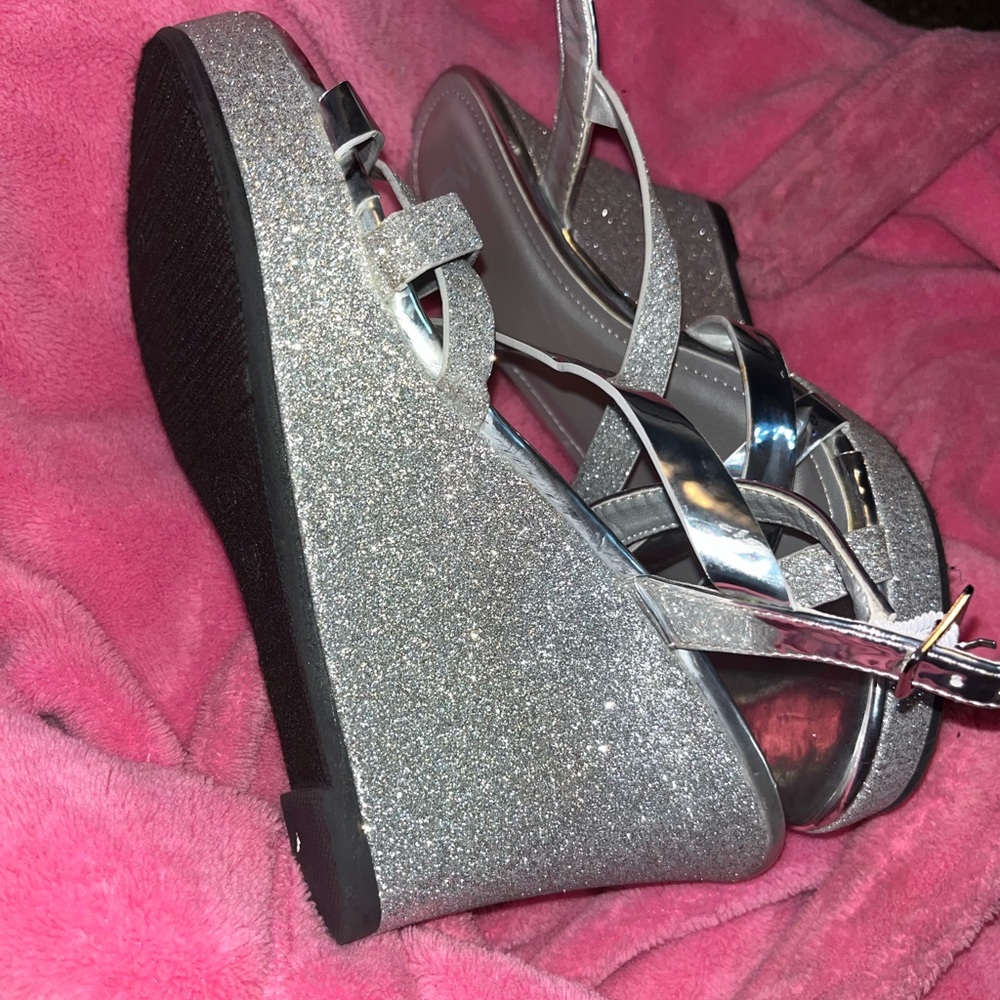 Silver Glitter Wedges